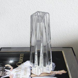 VINTAGE Glass Clear Crystal Lead Candlestick Holder Art Deco Collectable MCM